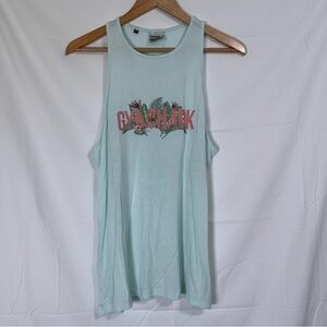 Gymshark Longline Tank Top Sleeveless Powder Blue Floral Spilt Slit Back Workout